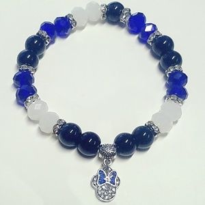 Crystal Minnie Mouse Charm Stretch Bracelet